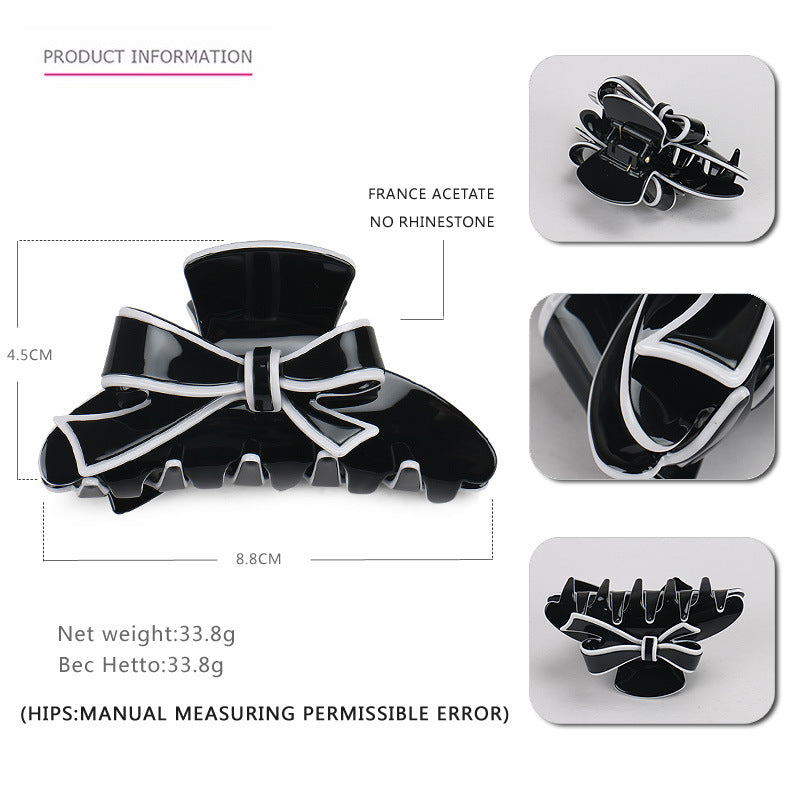 premium acetic acid double-sided bow hair claw
