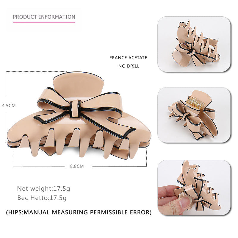 premium acetic acid double-sided bow hair claw