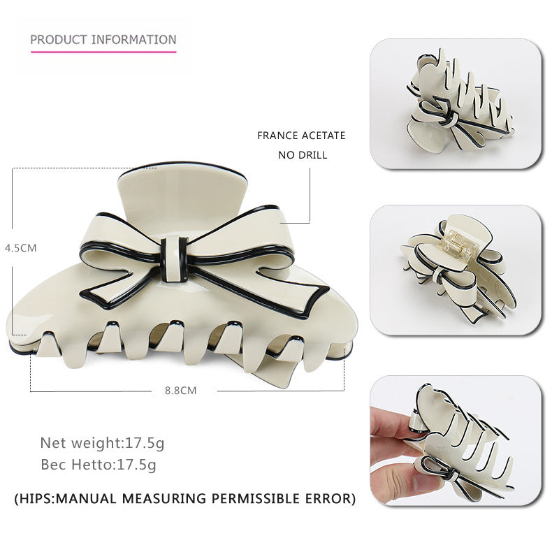 premium acetic acid double-sided bow hair claw