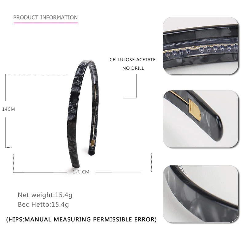 Cross-border simple 1cm narrow acetic acid headband headgear, Alexander hair hole high-end face wash headband