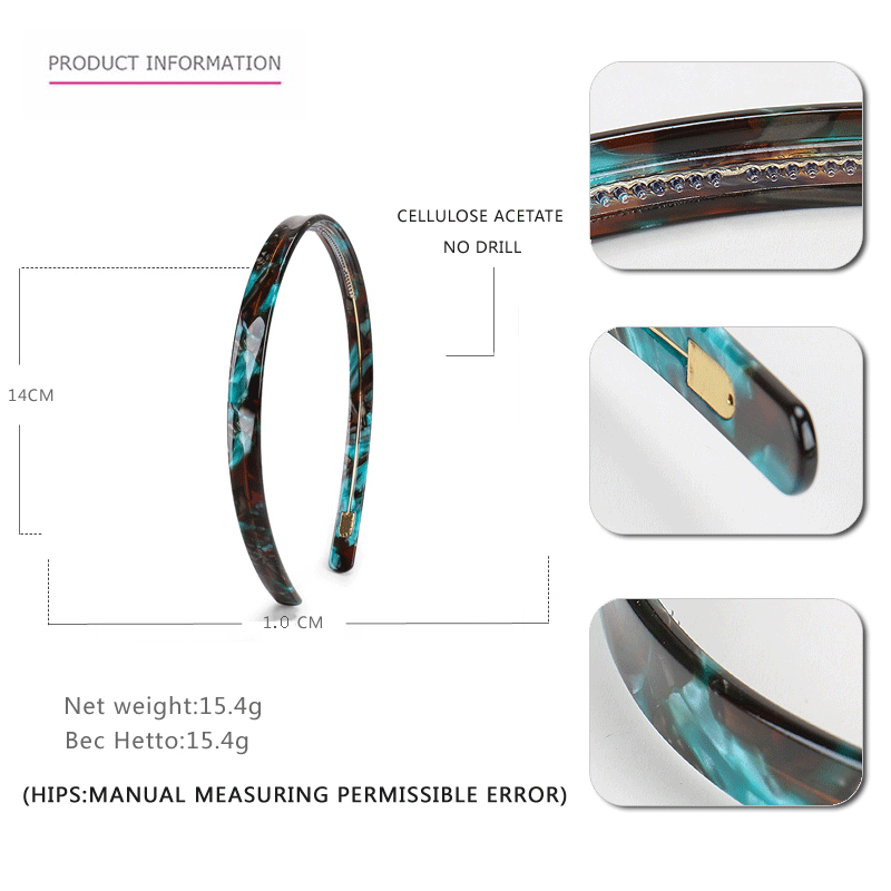 Cross-border simple 1cm narrow acetic acid headband headgear, Alexander hair hole high-end face wash headband