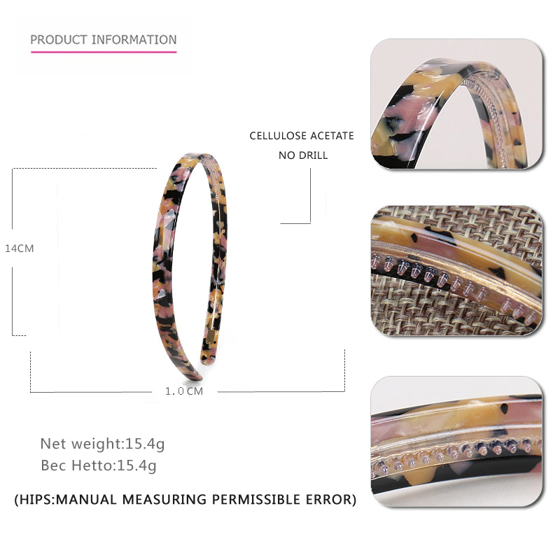 Cross-border simple 1cm narrow acetic acid headband headgear, Alexander hair hole high-end face wash headband