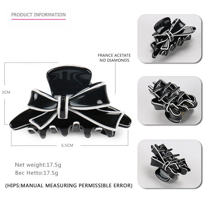 premium acetic acid double-sided bow hair claw