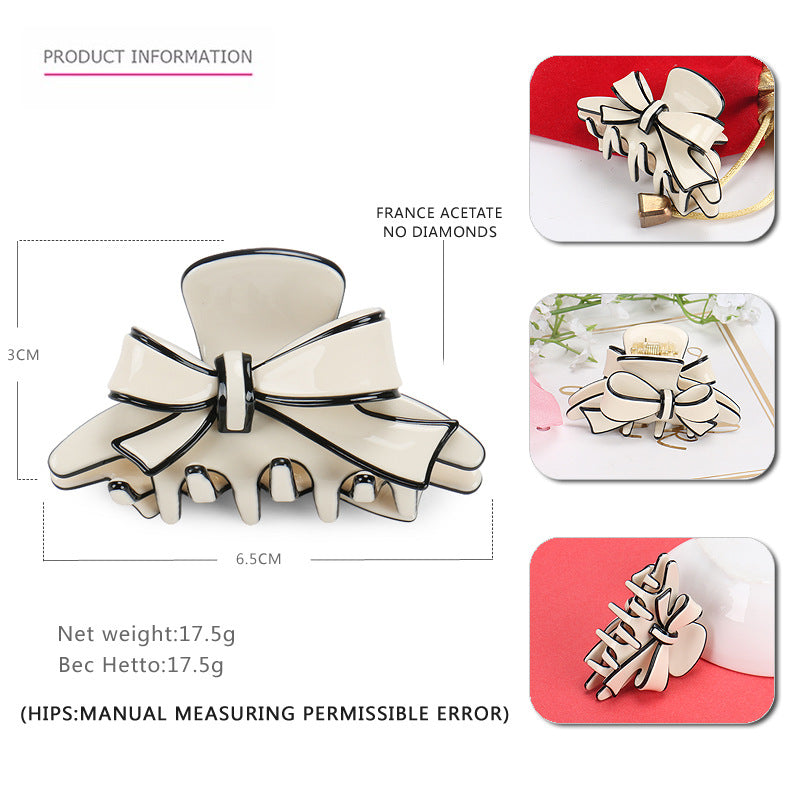 premium acetic acid double-sided bow hair claw