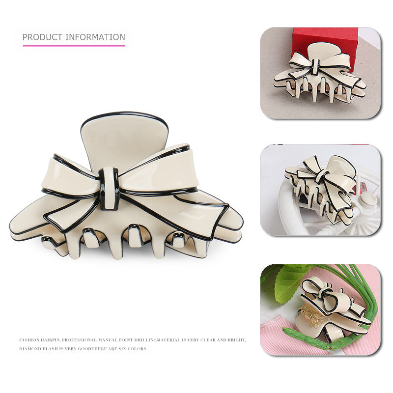 premium acetic acid double-sided bow hair claw