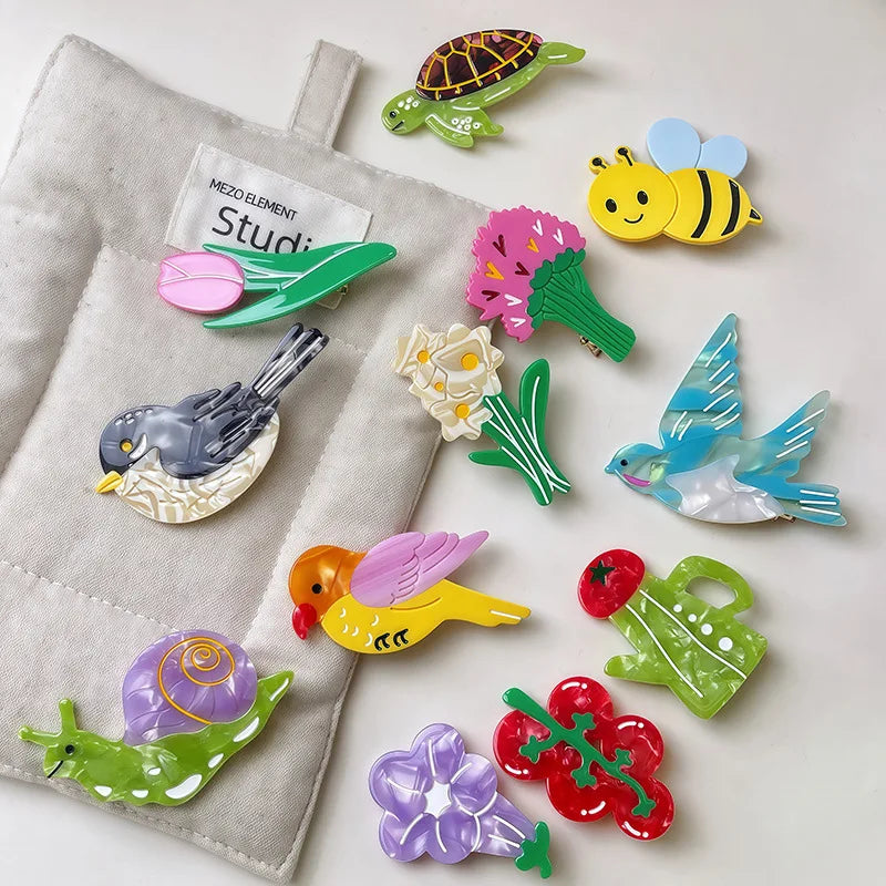 Animal Flower Acetate Duckbill Clip Side Clip Hair Clip