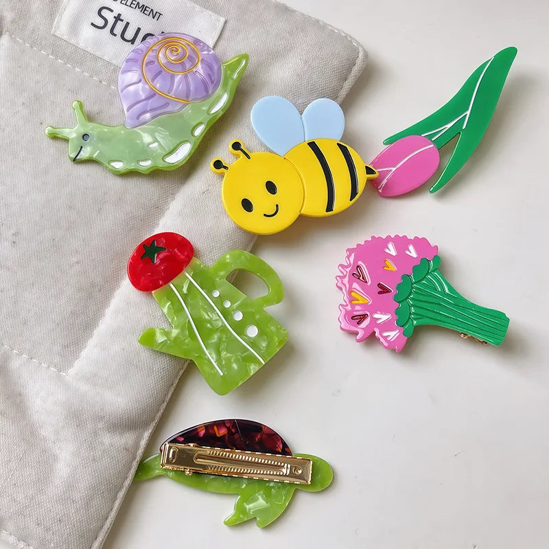 Animal Flower Acetate Duckbill Clip Side Clip Hair Clip