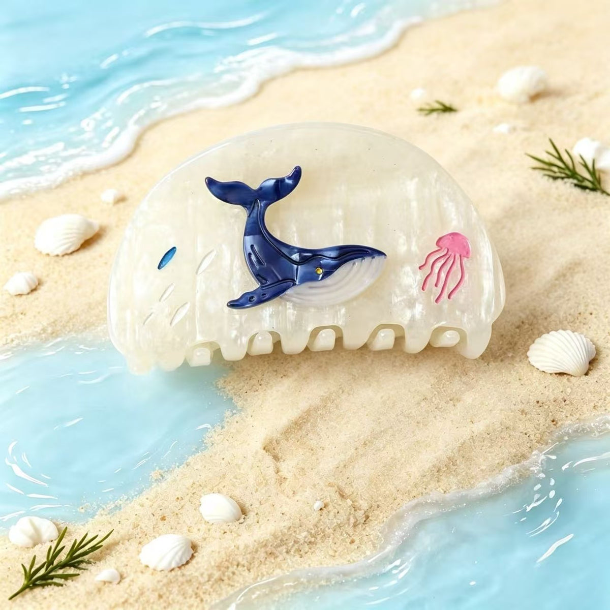 embossed marine world hair claw