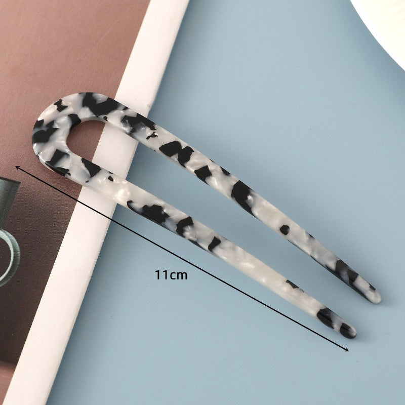 New hair accessories women's simple disc hair temperament acrylic acetate plate hairpin back head ball head U-shaped hairpin