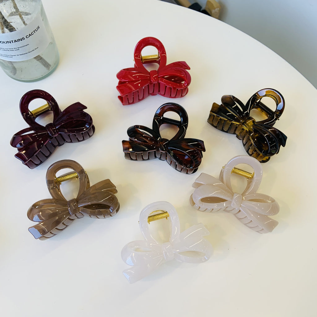 butterfly buckle classy back round bows hair claw
