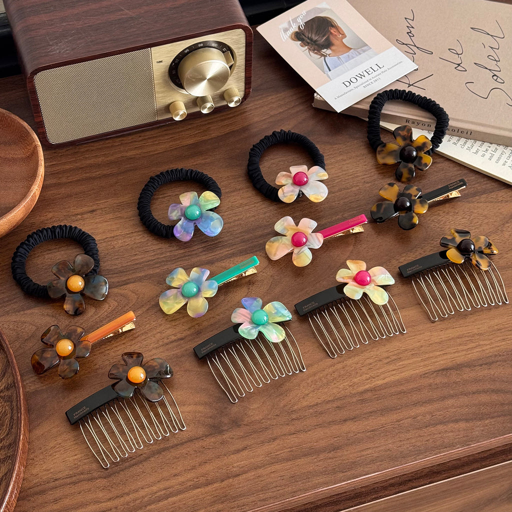flower hairpin bangs side clip
