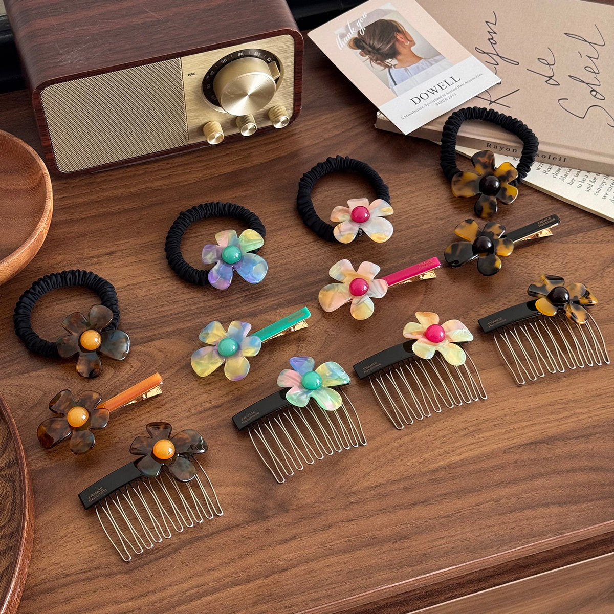 flower hairpin bangs side clip