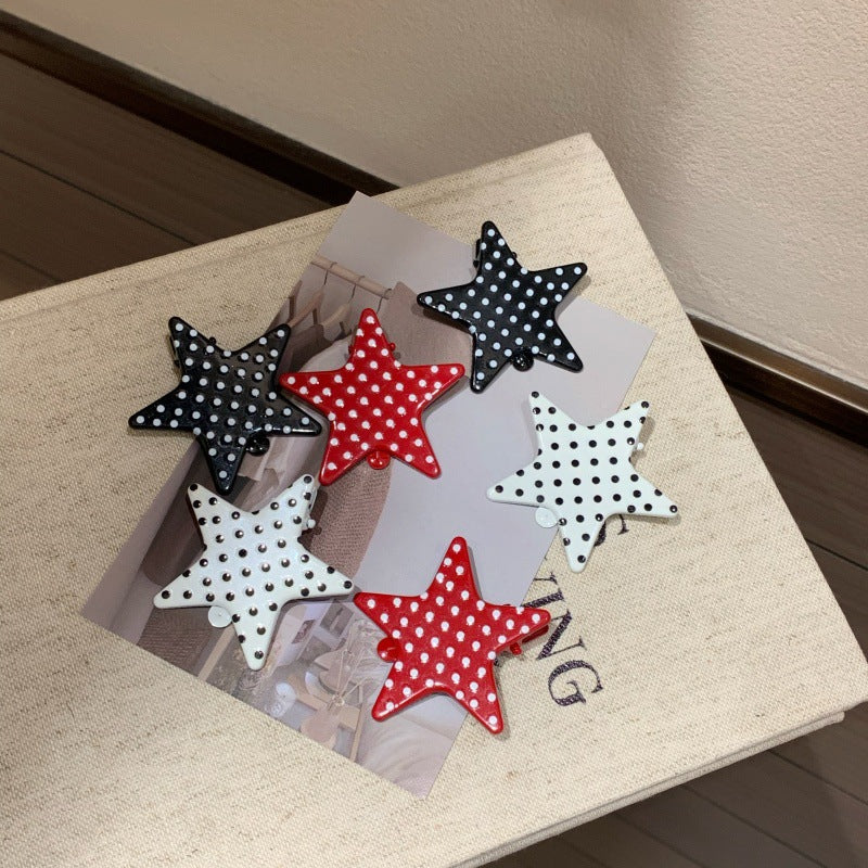 polka dot five-pointed star hair claw