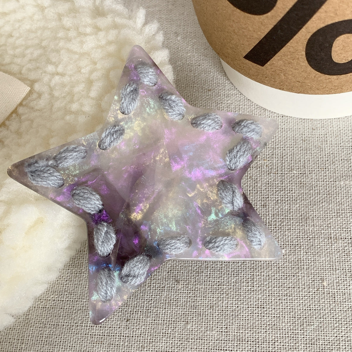 Pentagram top clip high-end star love plush wool hairpin cute girl duck bill hair clip