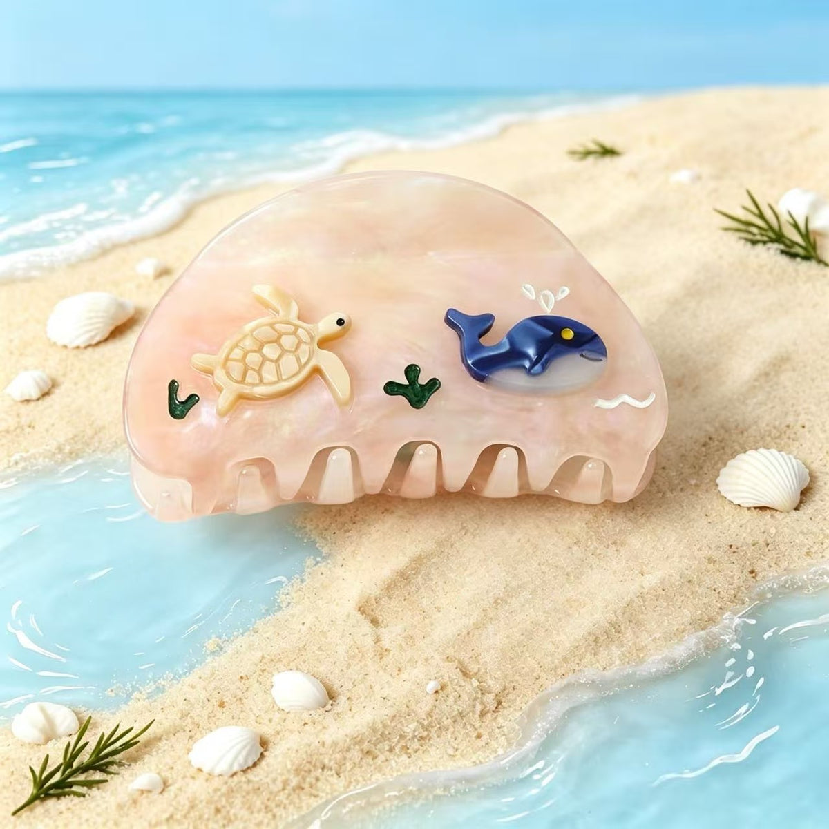 embossed marine world hair claw