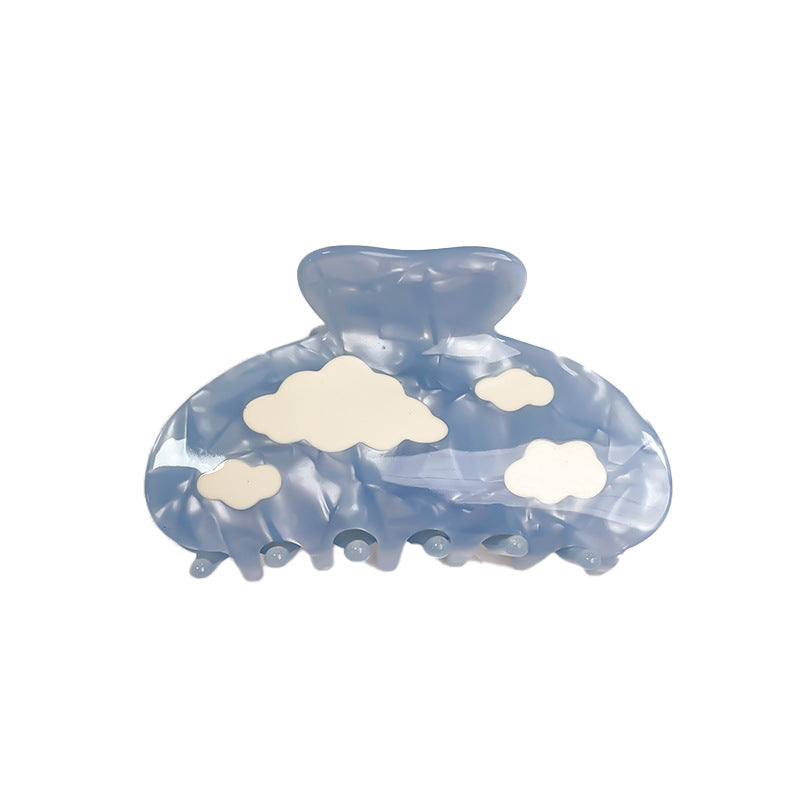 blue sky white cloud spring hair clip