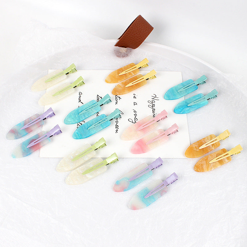 Summer explosion color seamless clip ins wind sweet and cute hairpin side duck bill clip acrylic bangs hairpin