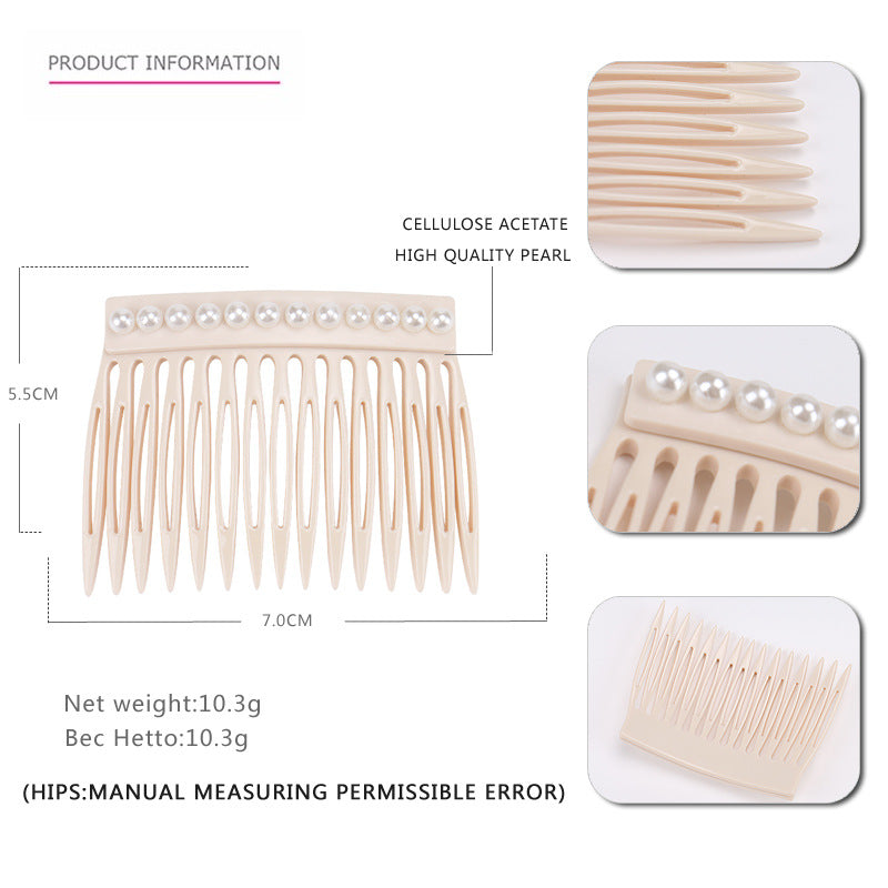 Alexandria the same snow bean hair comb, exquisite acetic acid disc hair comb, hollow tines insert comb inlaid with pearls