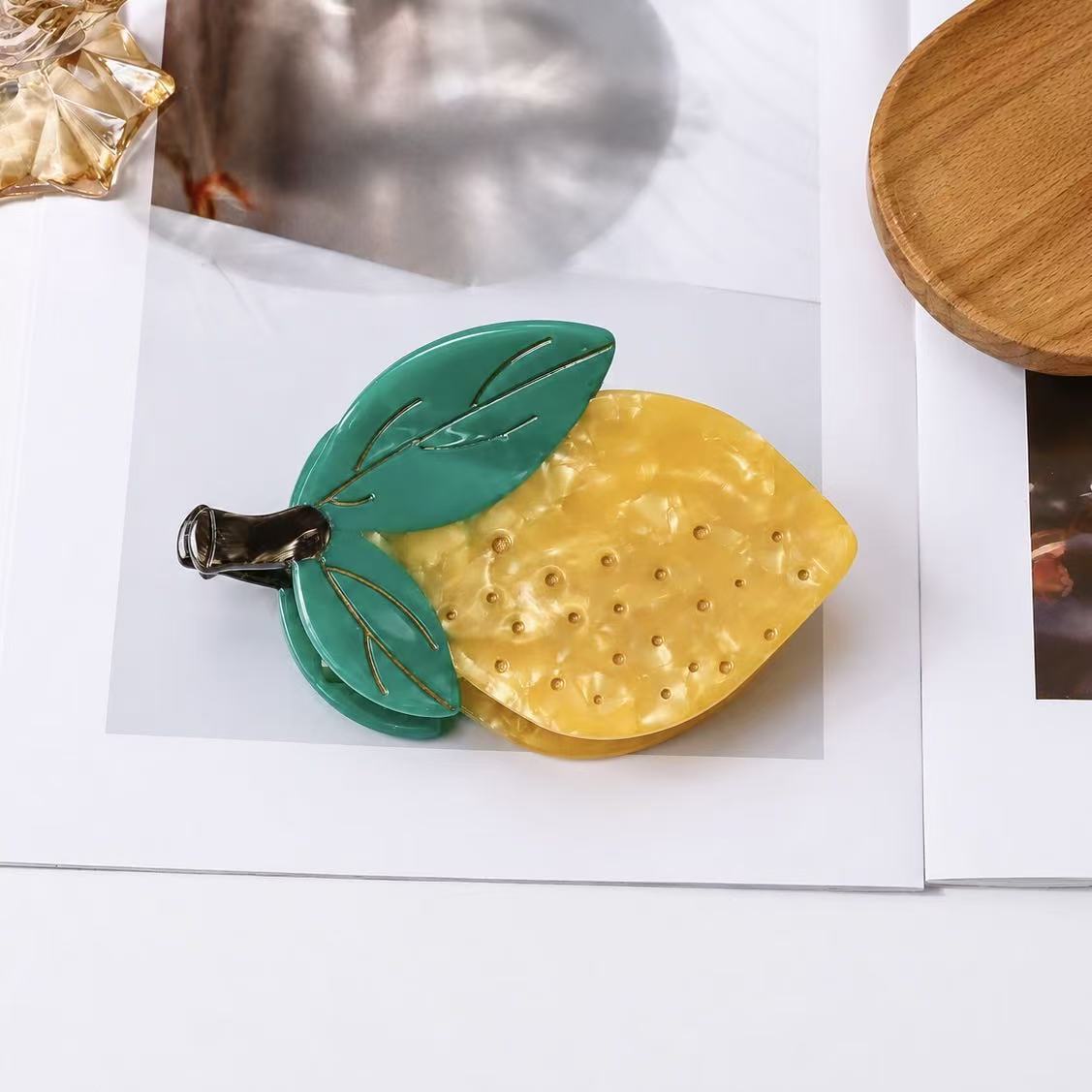 lemon fruit hair claw