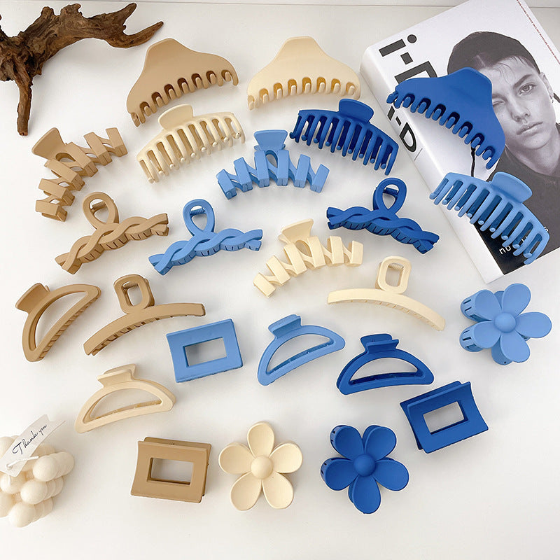 autumn and winter new hair claw resin material solid color clip back head plate hairpin dating