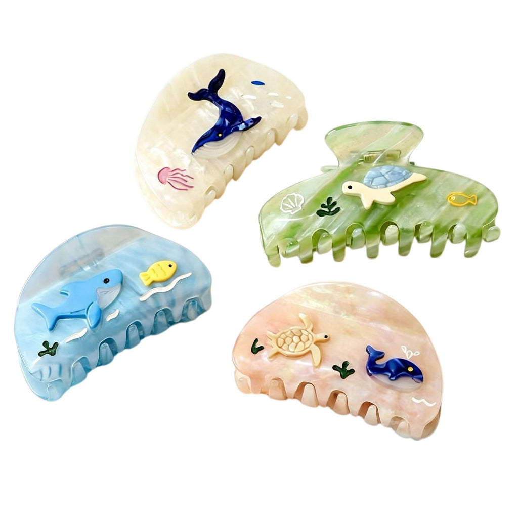 embossed marine world hair claw