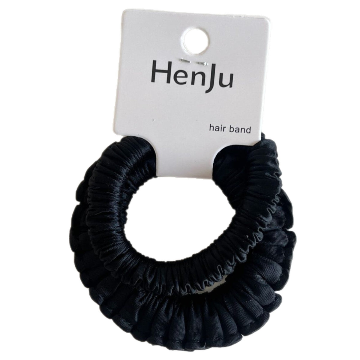 pink satin pleated round bead hair band hair tie