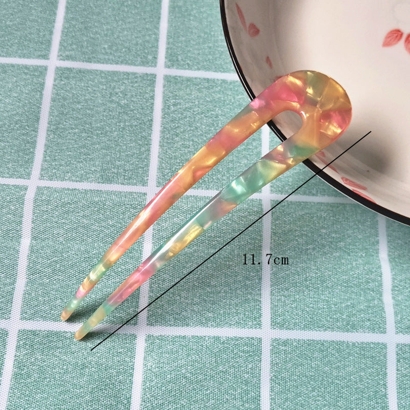 New hair accessories women's simple disc hair temperament acrylic acetate plate hairpin back head ball head U-shaped hairpin