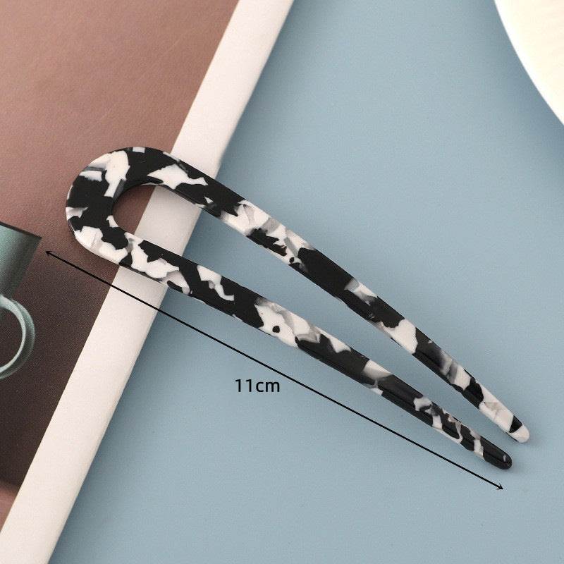 New hair accessories women's simple disc hair temperament acrylic acetate plate hairpin back head ball head U-shaped hairpin