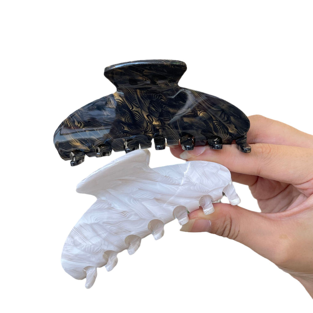 black gold white feather texture hair claw