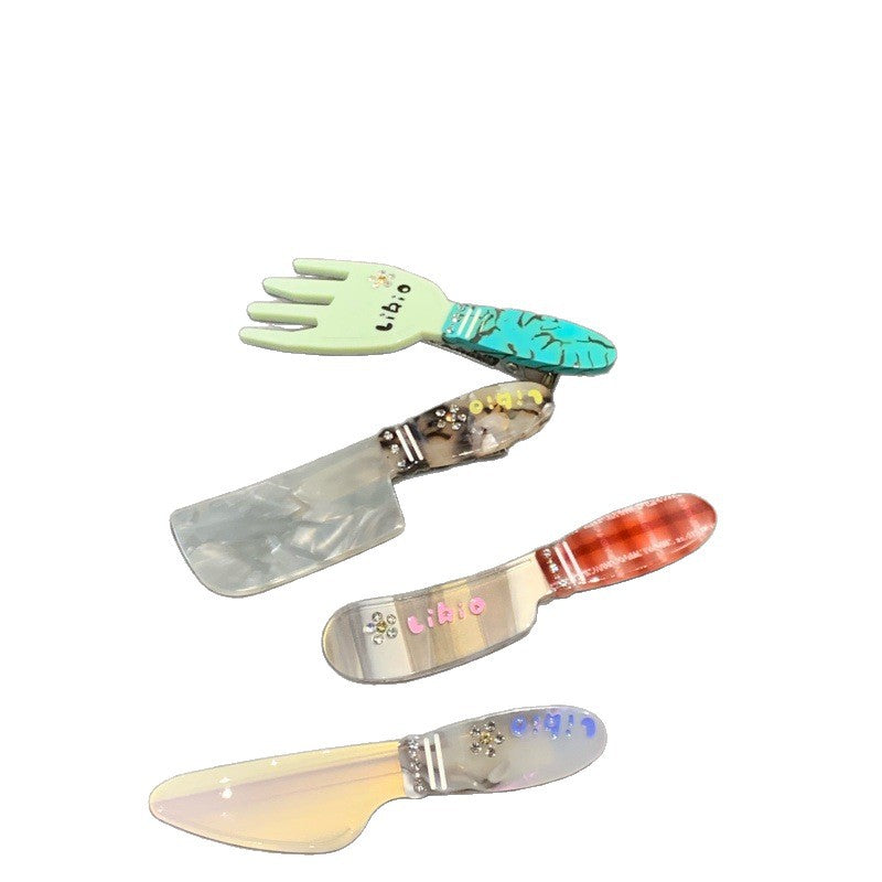 knife fork hair clip