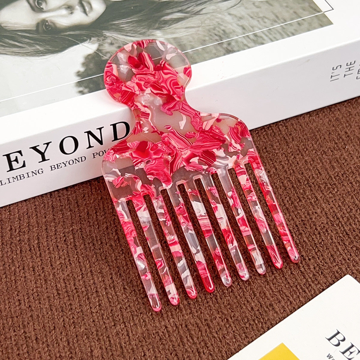 European and American acetic acid hair comb fine teeth hair comb fashion marble pattern plate anti-static women's hair comb high sense cross-border