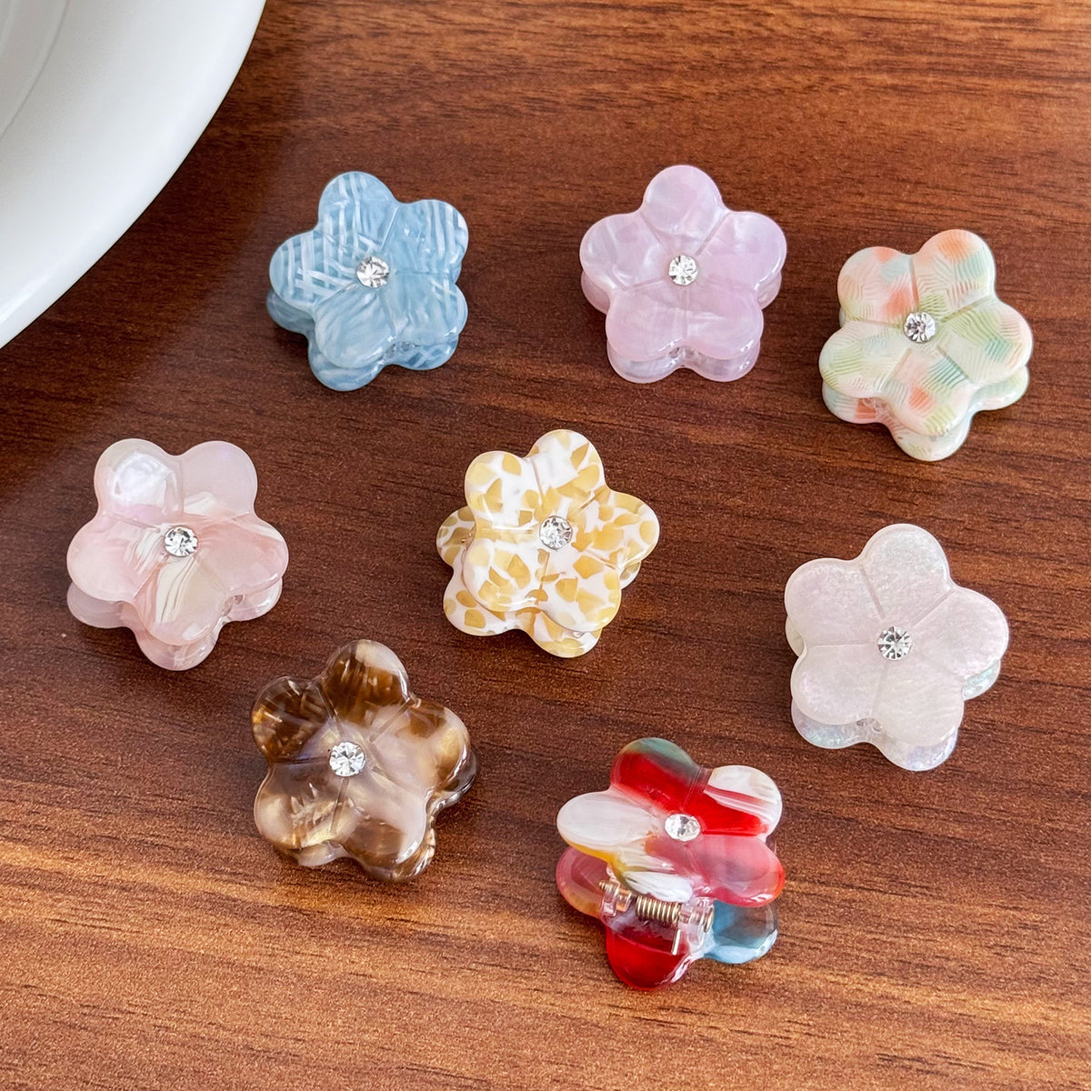 Mini Broken Diamond Flower Hair Claw