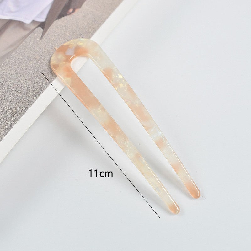 New hair accessories women's simple disc hair temperament acrylic acetate plate hairpin back head ball head U-shaped hairpin
