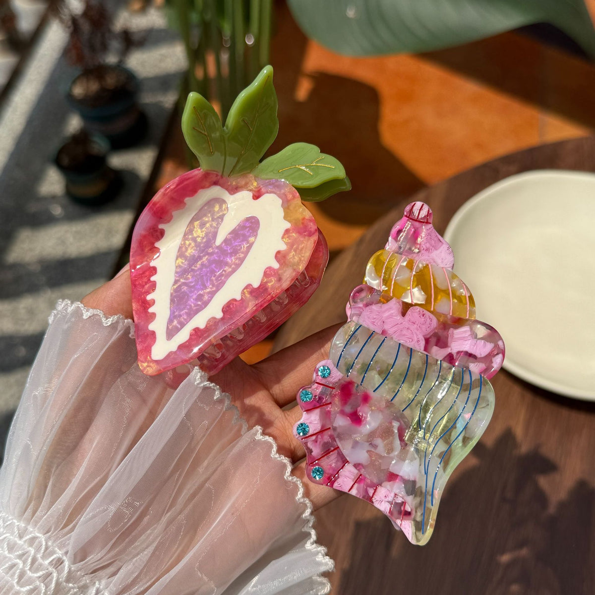 strawberry heart  hair claw