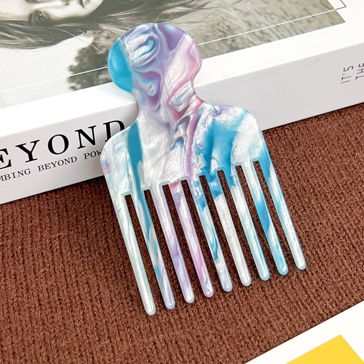 European and American acetic acid hair comb fine teeth hair comb fashion marble pattern plate anti-static women's hair comb high sense cross-border