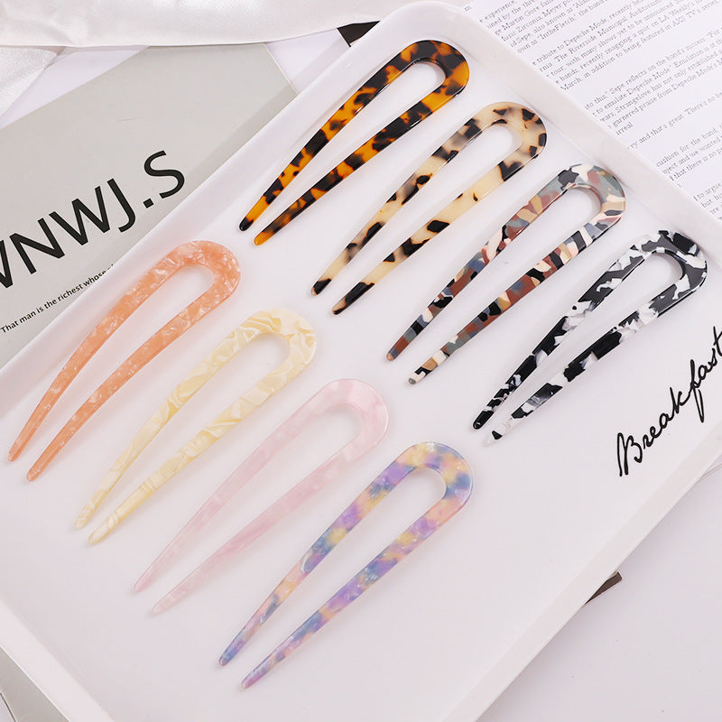New hair accessories women's simple disc hair temperament acrylic acetate plate hairpin back head ball head U-shaped hairpin
