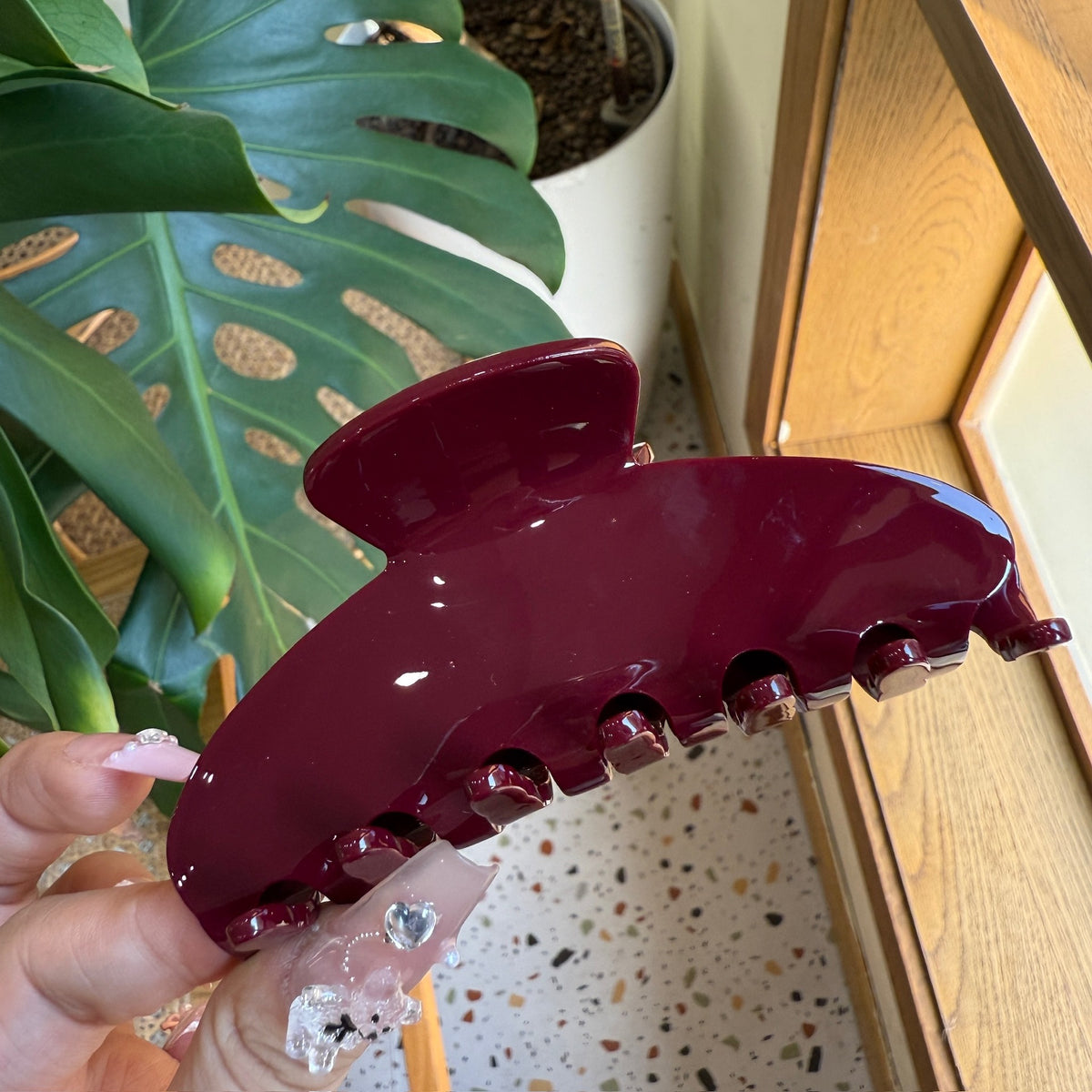 y2k pure color hair claw