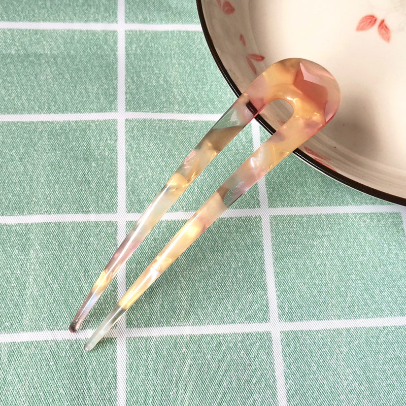 New hair accessories women's simple disc hair temperament acrylic acetate plate hairpin back head ball head U-shaped hairpin