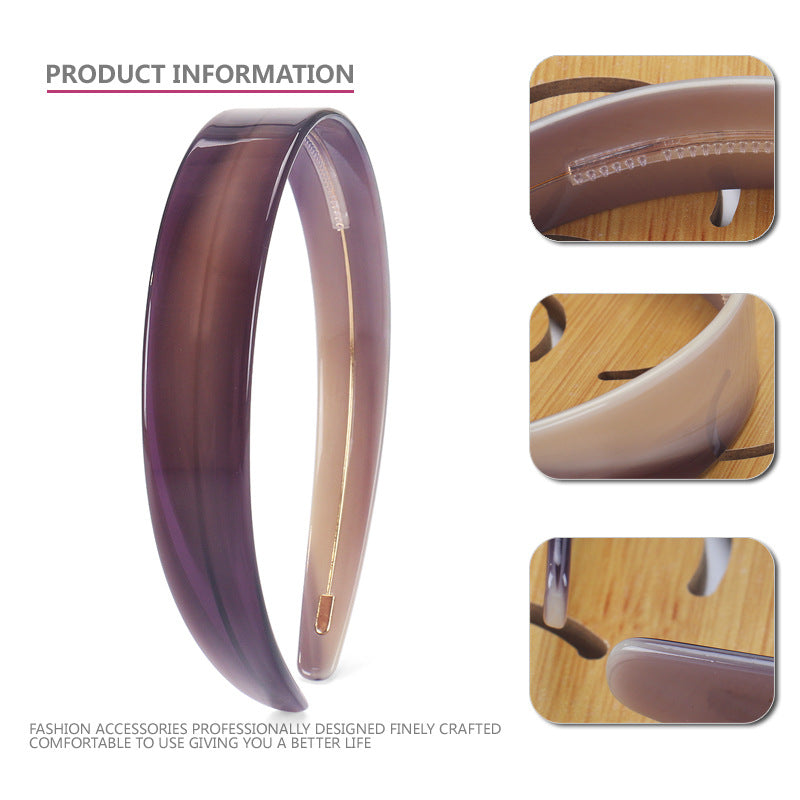 2.2Cm wide retro acetic acid headband female, high temperament pressure hair wash face headband with teeth non-slip new hair bundle