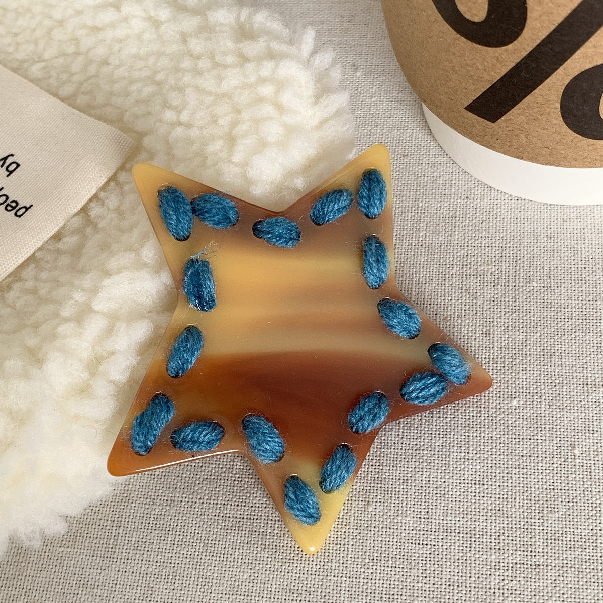 Pentagram top clip high-end star love plush wool hairpin cute girl duck bill hair clip