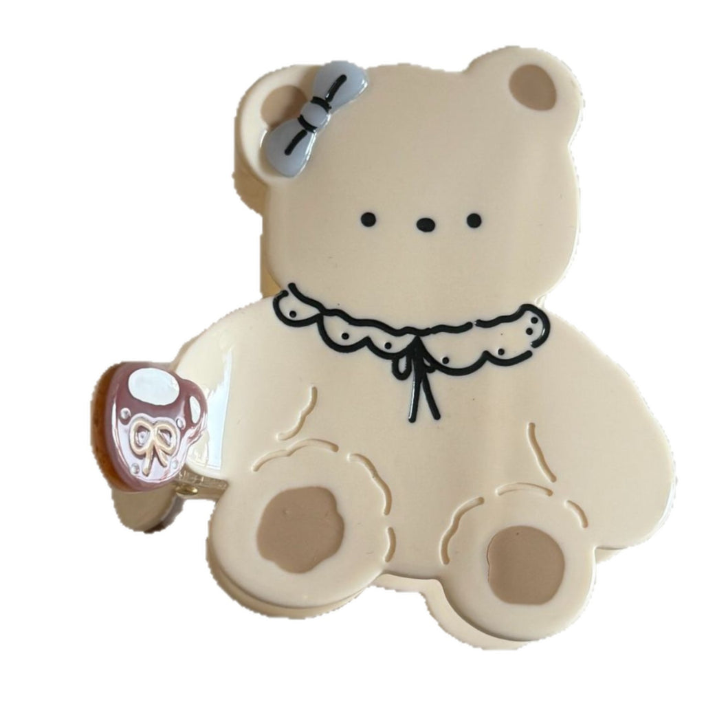 Cream cartoon bow tie bear hair claw