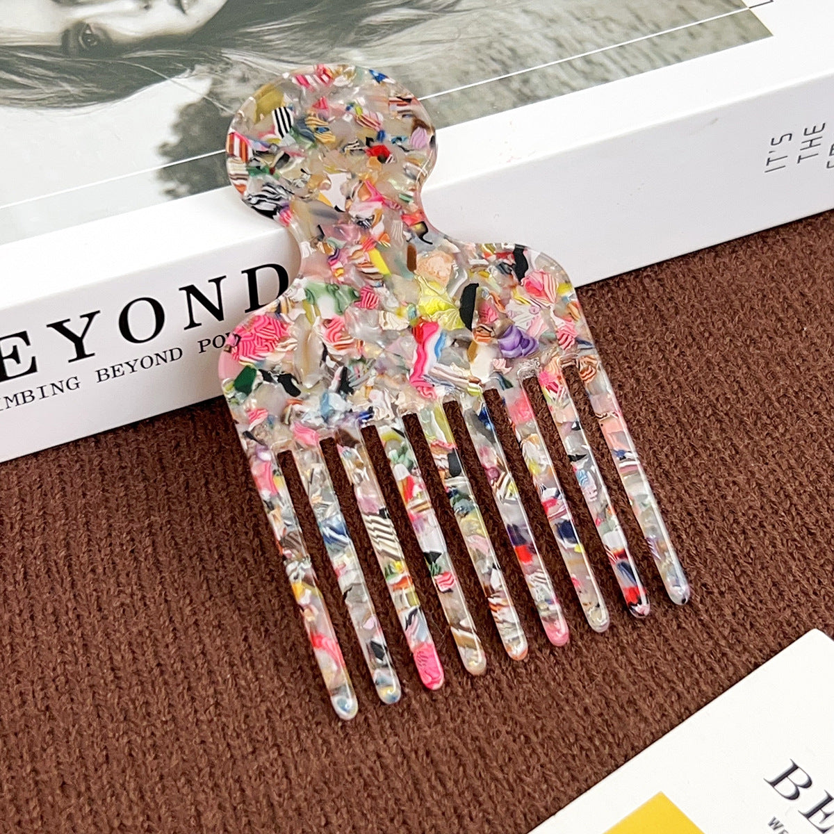 European and American acetic acid hair comb fine teeth hair comb fashion marble pattern plate anti-static women's hair comb high sense cross-border