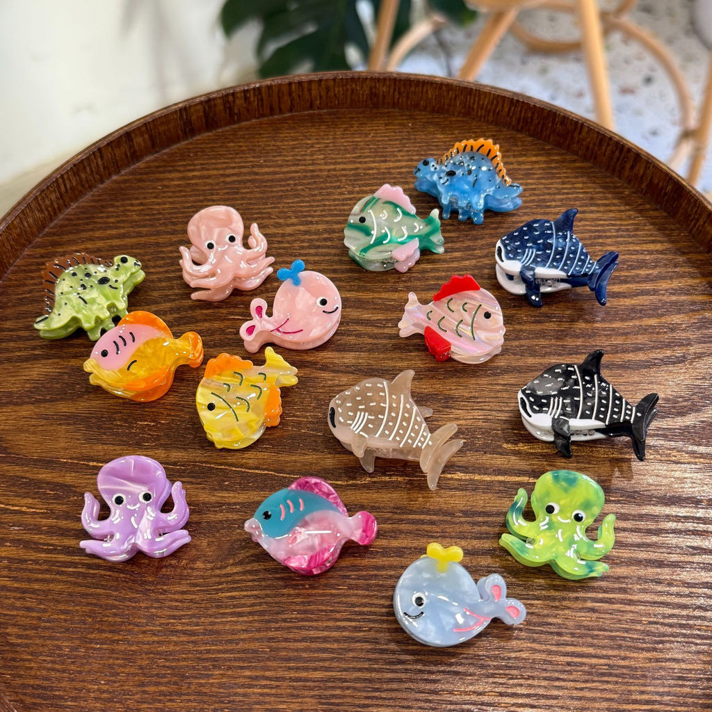 Mini ocean octopus, dolphin, and whale hair claw