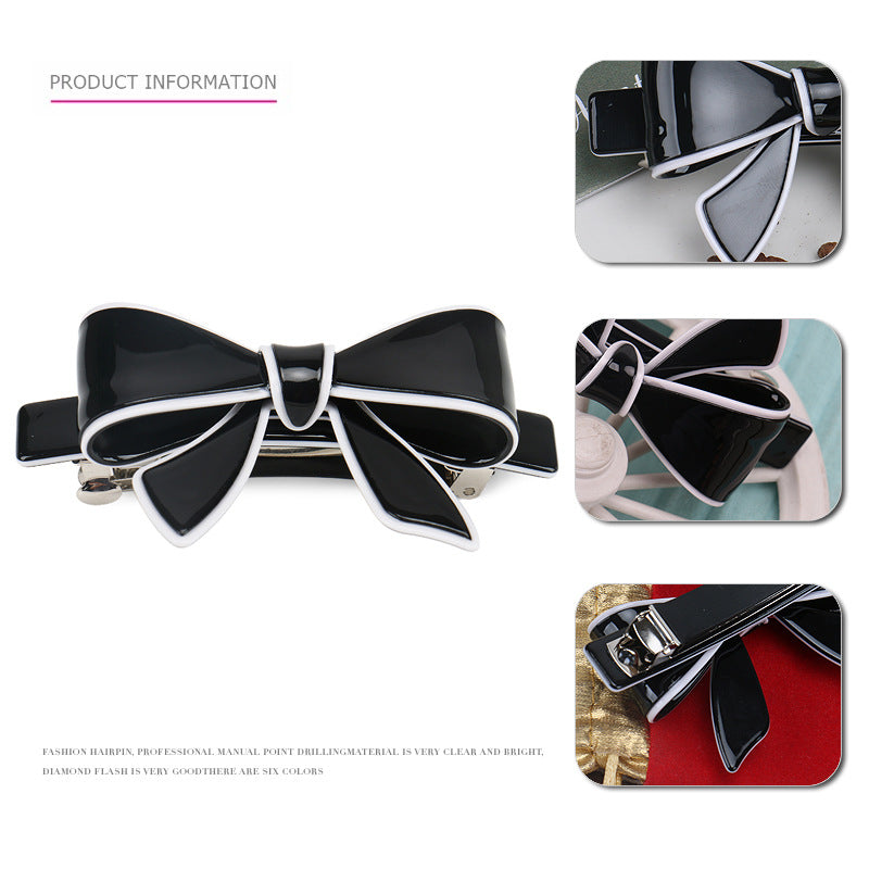 French niche acetate bow spring clip hairpin