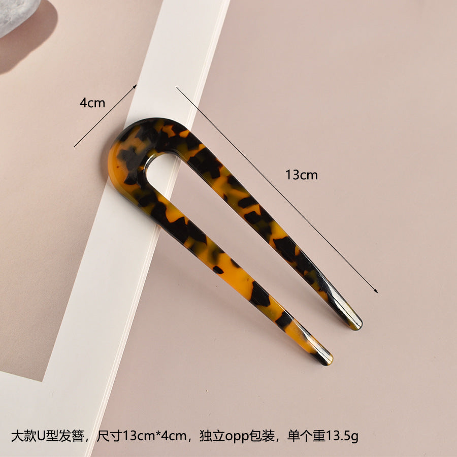 New hair accessories women's simple disc hair temperament acrylic acetate plate hairpin back head ball head U-shaped hairpin