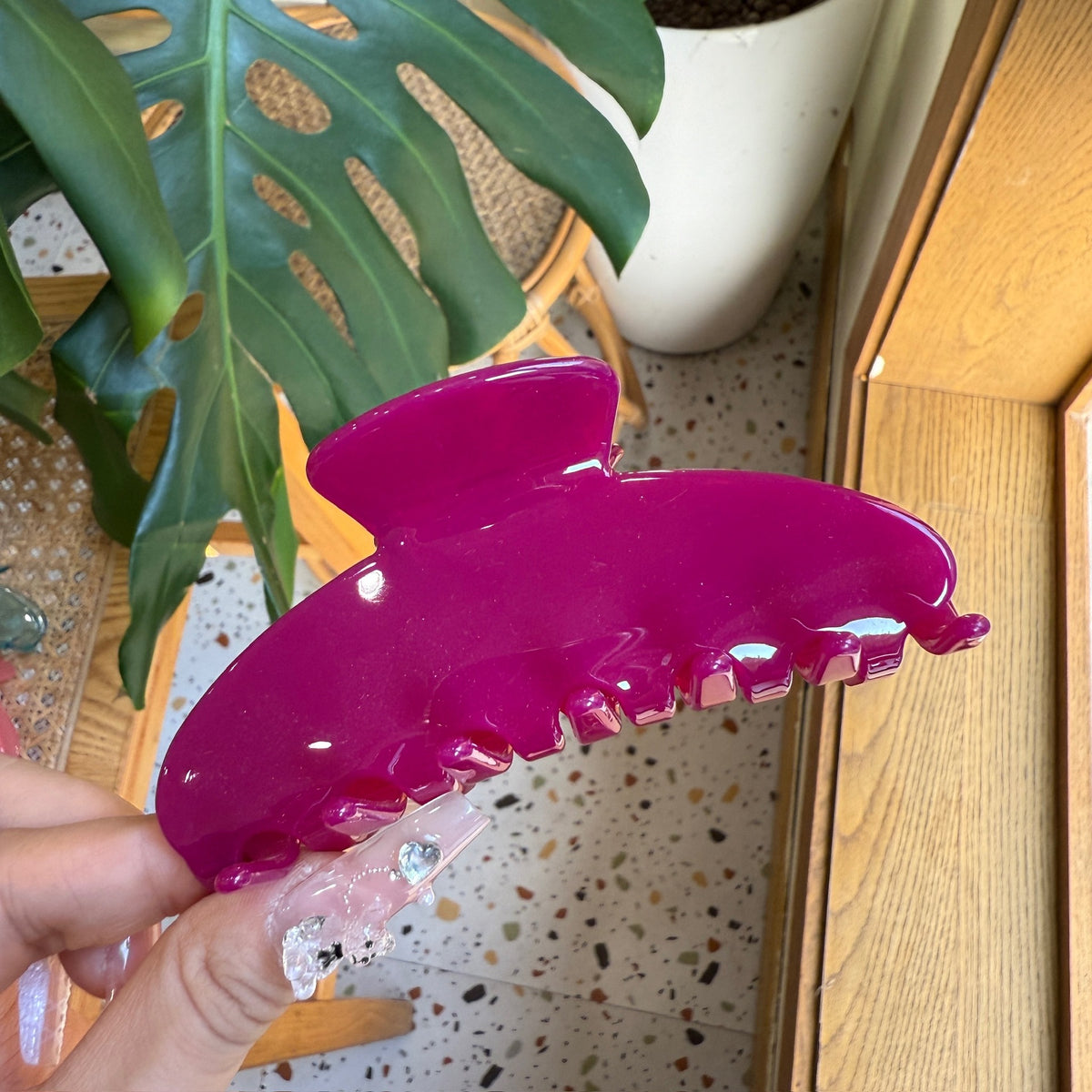 y2k pure color hair claw