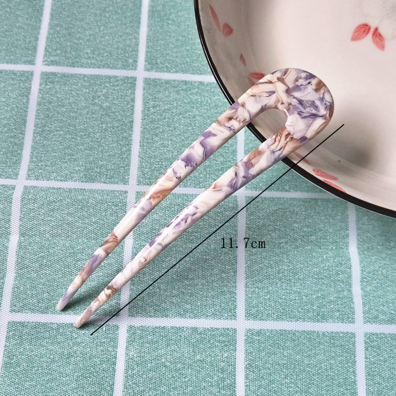 New hair accessories women's simple disc hair temperament acrylic acetate plate hairpin back head ball head U-shaped hairpin