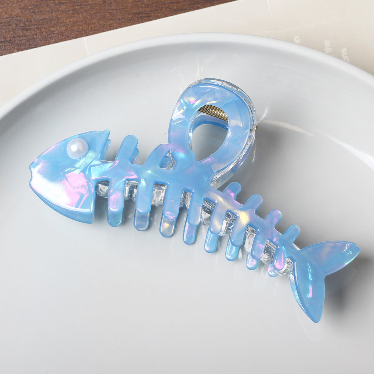 Original imitation acetic acid fish bone grab clip back of head ponytail disc hair creative exquisite shark clip cute princess head hair accessories