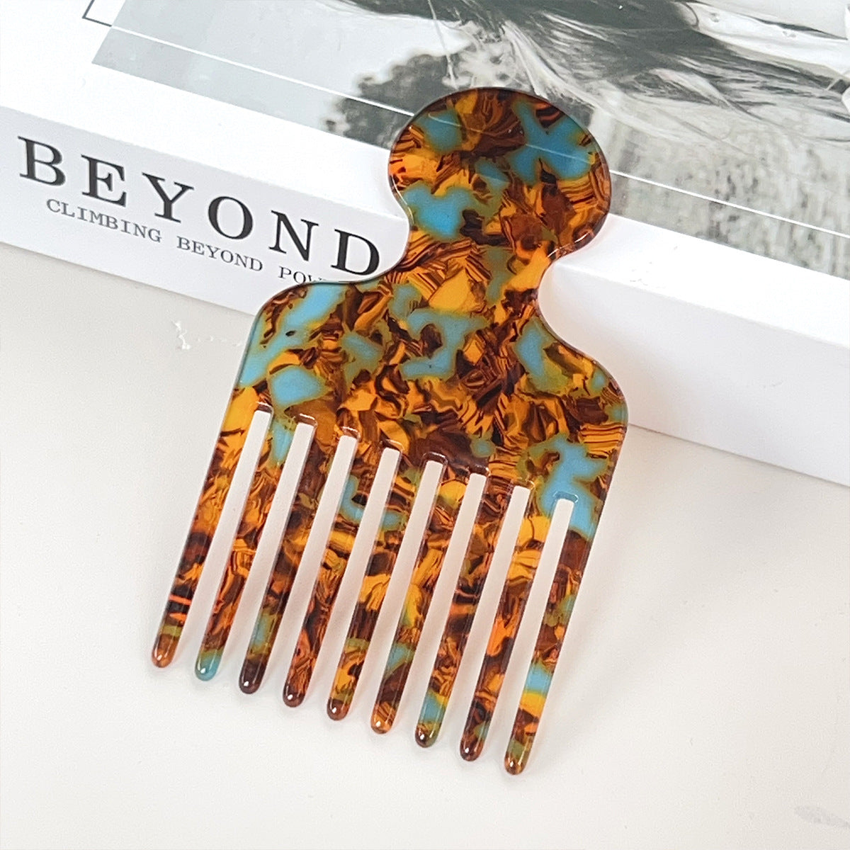 European and American acetic acid hair comb fine teeth hair comb fashion marble pattern plate anti-static women's hair comb high sense cross-border