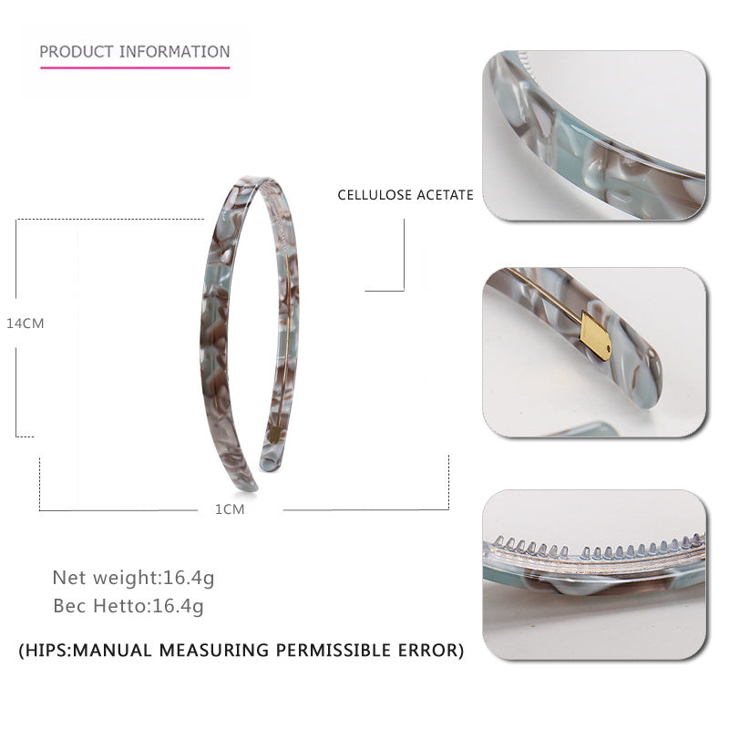 Cross-border simple 1cm narrow acetic acid headband headgear, Alexander hair hole high-end face wash headband